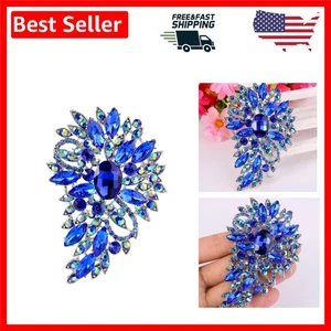 Statement Blumen Blatt Brosche in königsblau Kristall - Geschenkfertig Schmuckstück - Bild 1 von 8