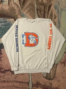 Vintage 1988 80s Denver Broncos Crewneck Superbowl Champs John Elway Size Large - Picture 1 of 6