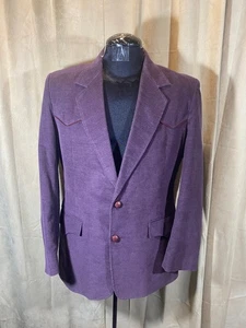 Mens Vtg 70s Pioneer Wear Western Blazer Size 40R Purple Cotton/polyester - Picture 1 of 9