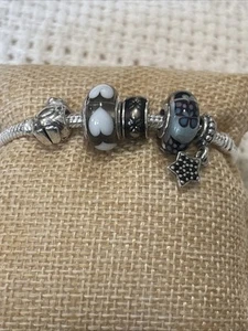 Pandora Bracelet 6.3 Inch Snake Chain 2 Murano-Star Dangle-2 Others (5) - Picture 1 of 5