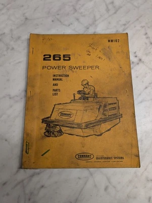 TENNANT POWER SWEEPER 265 MODEL INSTRUCTION MANUAL PARTS LIST BOOK CATALOG MM102 - Image 1 of 4