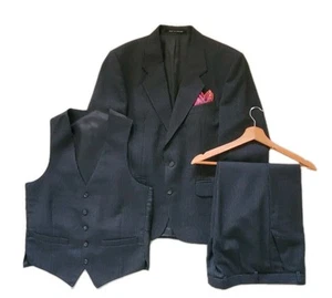 Traje De Colección The Label 3 Piezas Jkt 38 Trs 32 Gris Rayas Hecho a Mano Reino Unido Años 70 - Imagen 1 de 20