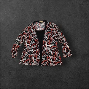 Notations Damen transparent schwarz rot weiß Swirl Print Cardigan Top Set, Karriere - Bild 1 von 9