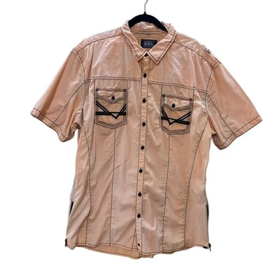 Buckle Black XXL Orange Washed Athletic Fit Short Sleeve Button Down Shirt Men's - Image 1 of 4