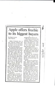 ITHistory (1989) ARTÍCULO DE APPLE: "Ofrece regalo a los compradores más grandes EE. UU. Hoy copia de - Imagen 1 de 1