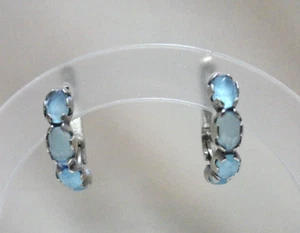 925 STERLING SILVER EARRINGS POWDER BLUE STONES🌺 - Picture 1 of 3