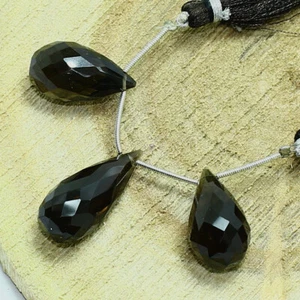 Rauchquarz facettiert Tropfen Perlen Briolette natürlich lose Edelsteinherstellung Schmuck - Bild 1 von 3