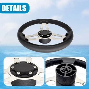 3 Spoke PU Foam Stainless Steel Steering Wheel 13.5 Inch  Marine Anti-Slip - Bild 1 von 6