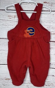 Vintage Y2K Sesame Street Elmo Red Soft Fleece Bibs Bubble Overalls 3/6 Months - Picture 1 of 5