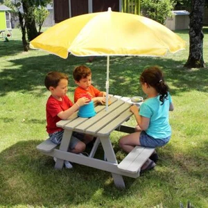 SOULET Childrens Picnic Table 90cm x 91cm Outdoor Kids Table with Umbrella Hole - Picture 1 of 8
