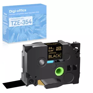 1PK Compatible with Brother PT-H500 TZ TZe 345 Gold on Black 1" Label Tape - Picture 1 of 9
