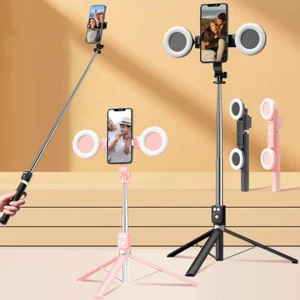 6-in-1 Selfie Stick W/ Fill Light 67'' Phone Tripod Bluetooth Remote Live Stream - Picture 1 of 16