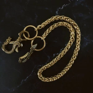 Made in Japan Brass Wallet Chain Knitted Handmade Eagle Hook Rare  goro's　gift - Picture 1 of 5