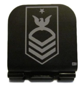 US NAVY Senior Chief Petty Officer Rank Laser Etched Aluminum Hat Clip Brim-it - Picture 1 of 10