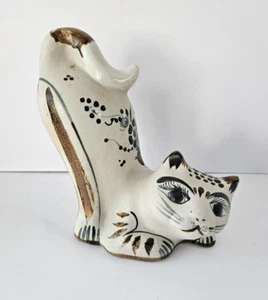 Vintage Large Hand Painted Cat Statue Figure Kitten 8 ” Tall Tonala Folk Pottery - Picture 1 of 10