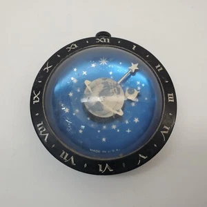 Antique Art Deco Westclox Celestial Earth Moon & Stars Manual Bubble Desk Clock - Picture 1 of 13