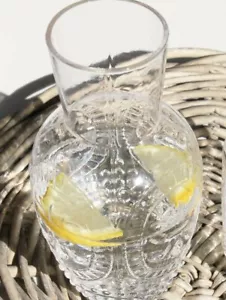 VINTAGE GEPRÄGTE WASSERKARAFFE GLAS GESCHENK DEKO HOCHZEIT GESCHENK VASE WEIHNACHTEN - Bild 1 von 7