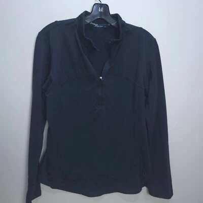 SPYDER Pullover Top Chaqueta Para Mujer Grande 1/4 Cremallera Manga Larga Agujeros para Pulgar Azul Marino L Foto 1 de 4