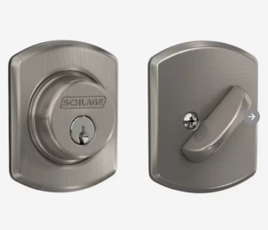 Schlage Single Cylinder Satin Nickel Single Cylinder Deadbolt - Picture 1 of 9