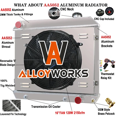 4 Row Radiator Shroud Fan For 63-66 65 Chevy C/K C10 C20 C30 K10 K20 Pickup V8 Foto 1 de 4