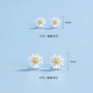 Neue Kleine Gänseblümchen-ohrringe S925 Sterlingsilber-ohrringe - Bild 1 von 6