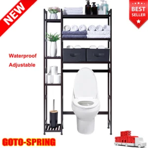 Over The Toilet Storage W/ Basket Drawer Organizer Adjustable Shelf Waterproof - Picture 1 of 7