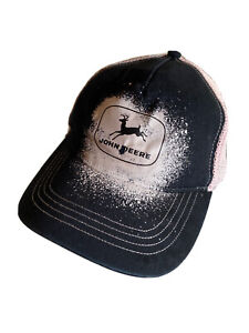 Black John Deere Pink Mesh Back Farm Raised Snapback Hat Cap 