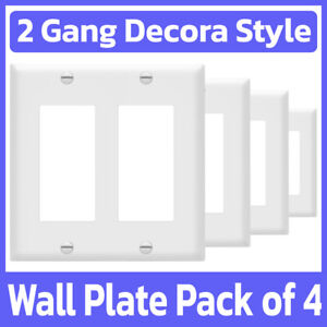 4 Pack Blank Decora Wall Plate 2 Gang White Faceplate Decorative Outlet Covers