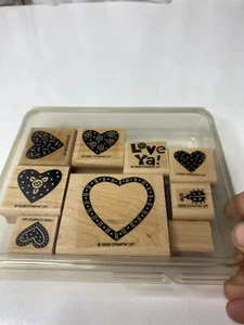 Stampin' Up! 1999 Juego de estampillas montadas en goma para hacer tarjetas Love Ya Heart - Imagen 1 de 3