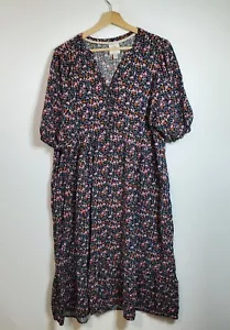 Knox Rose Sz XXL Multicolor Floral Long Dress Peasant Cottagecore Pockets - Picture 1 of 8