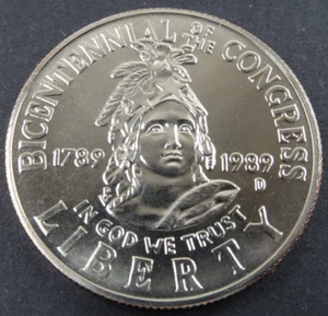1989-D Congress Bicentennial Unc Half Dollar US Mint BU Commemorative 50C - Picture 1 of 4
