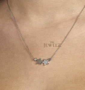 14K Gold 0,15 ct VS/F-G Diamant Stern Charms Halskette Weihnachtsgeschenk - The Jewelz - Bild 1 von 5