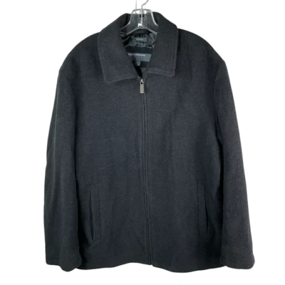 Perry Ellis Men's Full Zip Wool Blend Jacket Coat Black Large Outdoors Casual - Image 1 of 4