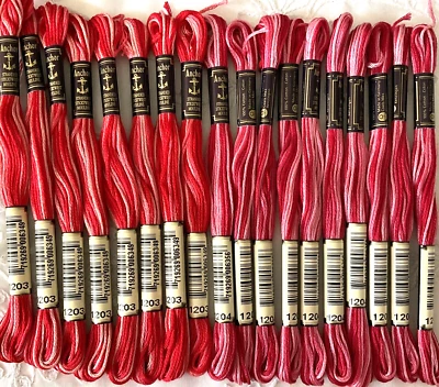 Anchor Embroidery Floss Lot of 18 Pink Shades Variegated #1203 #1204 New - Image 1 of 3