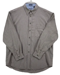 Bugle Boy Classics Men's Size L Long Sleeve Button Up Cotton Beige Plaid Shirt - Picture 1 of 11