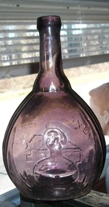 Vintage lila Pontil Flasche Jenny Lind Fislerville Glashütte Flachmann - Bild 1 von 12