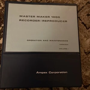 Amex Master Maker 1000 Recorder Reproducer Op And Maintenance Manual Binder - Picture 1 of 5
