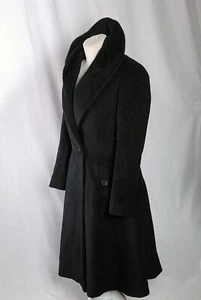Reiss Wool & Cashmere Coat Long Stand Up Shawl Collar Black Winter Size S VGC! - Picture 1 of 12