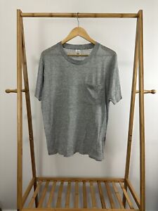 VTG Fruit Of The Loom Paper Thin Burnout Worn WIP Selvedge Pocket Gray T-Shirt L