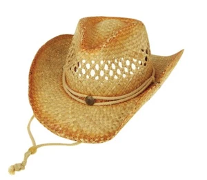 MG Para Hombre Paja Vaquero Sombrero Natural #8174 - Imagen 1 de 1