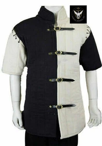 Medieval Gambeson Thick Padded Coat Aketon Jacket Armor Short Sleeve Gambeson - Picture 1 of 4