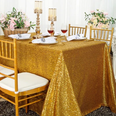Wedding Linens Inc. 90" x 156" Rectangle Sequin Taffeta Tablecloths Table Covers - Image 1 of 3