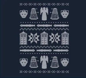 Doctor Who Sweater with Dalek Cybermen Symbols Satire Teefury Lady Shirt NEW - Picture 1 of 1