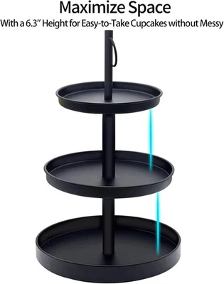 3 Tier Tray Cupcake Stand for 50 Cupcakes, Metal Decorative Tier Serving Trays - Image 1 of 4