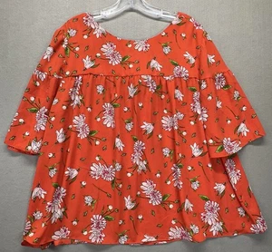 Ann Taylor orange geblümte Kurzarmbluse mit Schleife im Rücken Größe XL - Bild 1 von 9