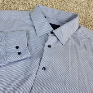 David Donahue Regular Herren 18-34/35 Blau Weiß Knopfleiste Langarm - Bild 1 von 7