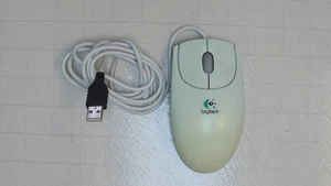 Weiße Logitech USB kabelgebundene Maus mit 2x optischem Rad Modell M-BJ58 - Bild 1 von 2