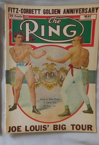 Corbett Fitzsimmons Fight May 1947 The RING Boxing Magazine Joe Louis Big Tour - Picture 1 of 1