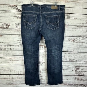 Mens NWOT BKE Derek Dark Blue Wash Denim Jeans Stretch Casual Whiskered 40X32 - Picture 1 of 8