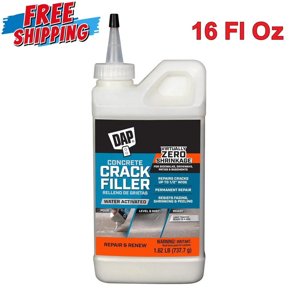 Concrete Crack Filler, Gray 16oz Dry 7079860500 DAP 7079860500 Resists Shrinkage
